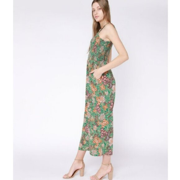 Dex/Black Tape Strappy Smocked Cropped Wide-Leg Jumpsuit - Picture 3 of 13